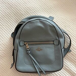 Coach Pale Blue Pebbled Leather Mini Backpack